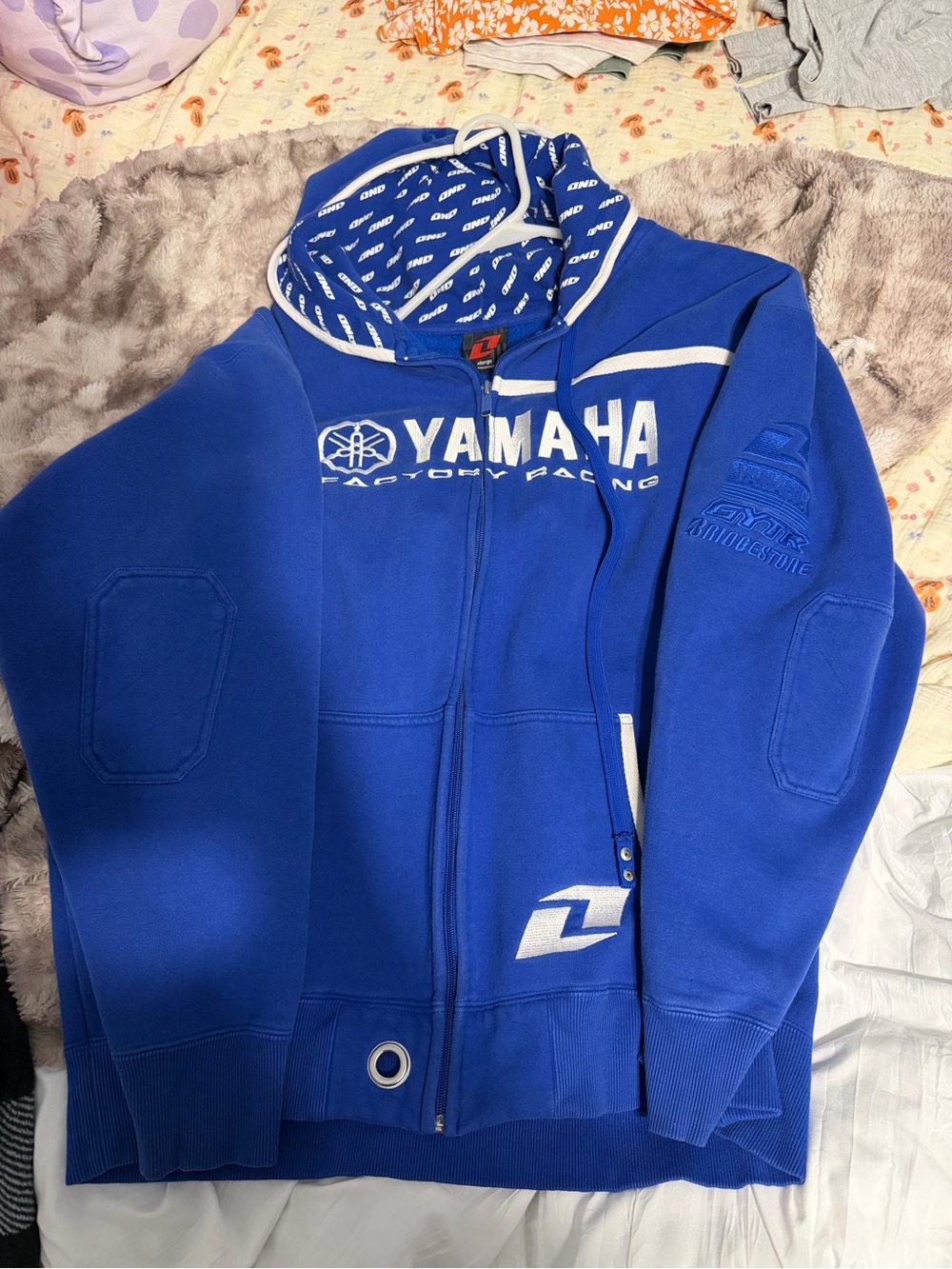 Yamaha Royal Blue and White Racing Zip Hoodie